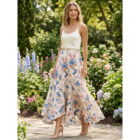 Tuckernuck Dresses & Skirts - Tuckernuck Floral Mallory Maxi Skirt Large Flowy Flared Chiffon Chic Resort Wear